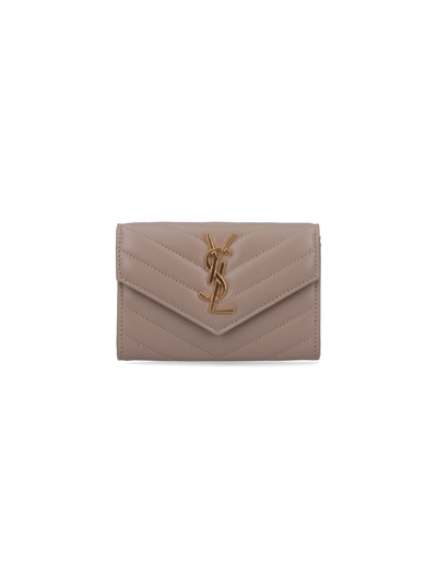 Saint Laurent 'envelope' Small Wallet In Taupe