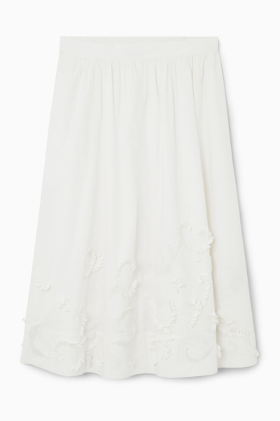 Cos Embellished Circle-cut Midi Skirt In White