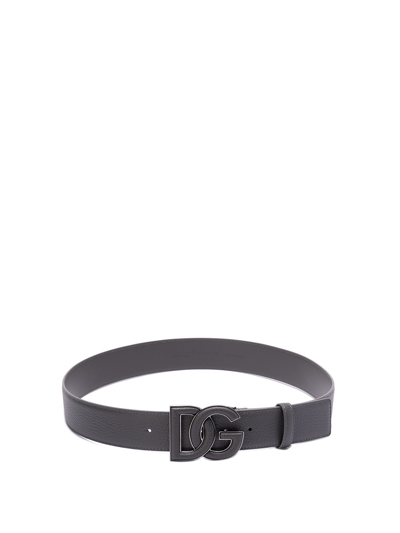 Dolce & Gabbana Logo Belt In Gray