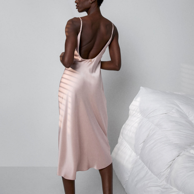 Lunya Washable Silk Bias Slip Dress In Delicate Pink