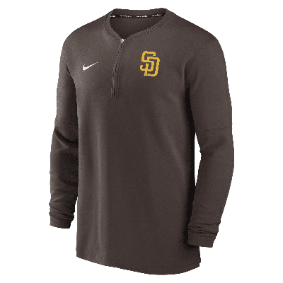 Nike San Diego Padres Authentic Collection Game Time  Men's Dri-fit Mlb 1/2-zip Long-sleeve Top In Brown