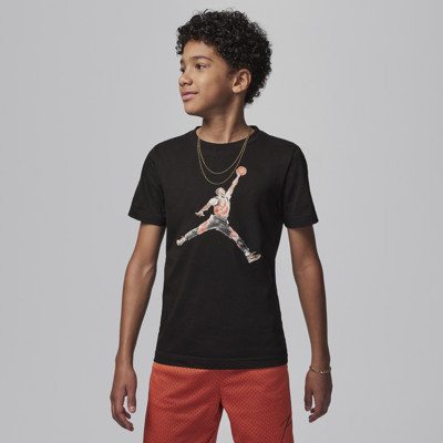 Jordan Kids' Big Boys Watercolor Jumpman Short Sleeve T-shirt In Black