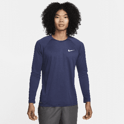 Nike Men's Essential Long-sleeve Hydroguard Swim Shirt In Blue