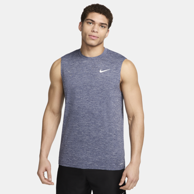 Nike Men's Heathered Sleeveless Hydroguard Swim Shirt In Blue