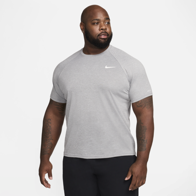 Nike Men's Swim Short-sleeve Hydroguard (extended Size) In Grey