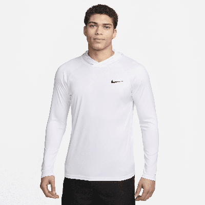 Nike Men's Swim Essential Long-sleeve Hooded Hydroguard In White