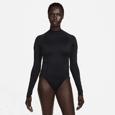 Nike Women's Swim Hydralock Fusion Long-sleeve One-piece Swimsuit In Black