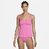 Nike Women's Swim Essential Square-neck Tankini Top In Pink