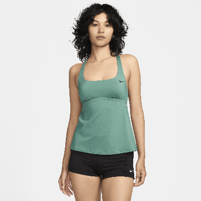 Nike Women's Swim Essential Square-neck Tankini Top In Green