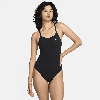 Nike Swim One-piece Racerback Swimsuit With Patterned Side Detail In Black