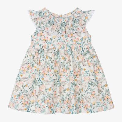 Mebi Kids' Girls Ivory Cotton Floral Dress