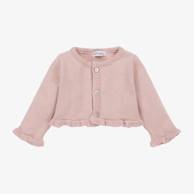 Mebi Babies' Girls Pink Cotton Knit Cardigan