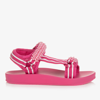 Monnalisa Glittered Denim Sandals In Pink