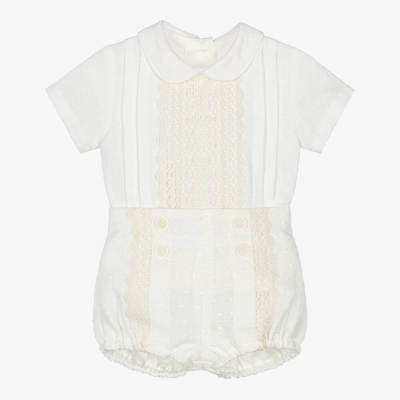 Miranda Babies' Boys Ivory Linen & Cotton Shorts Set
