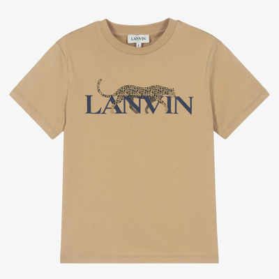 Lanvin Kids' Boys Beige Leopard Organic Cotton T-shirt