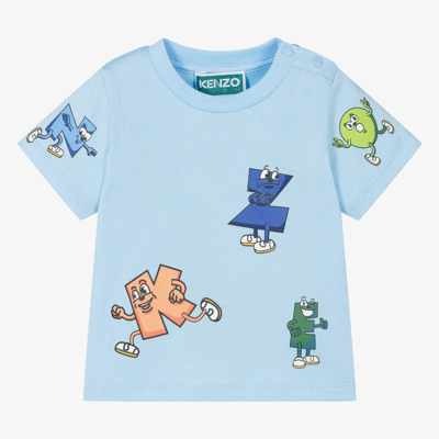 Kenzo Babies'  Kids Boys Blue Organic Cotton T-shirt