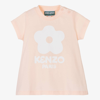 KENZO KENZO KIDS GIRLS PINK ORGANIC COTTON FLOWER T-SHIRT