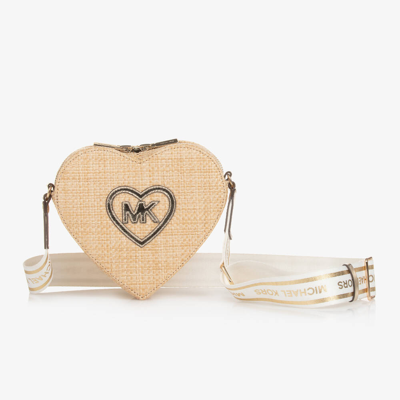 Michael Kors Kids' Logo-patch Woven Shoulder Bag In Beige