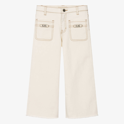 Michael Kors Teen Girls Ivory Wide Leg Denim Jeans