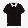 GIVENCHY TEEN BOYS BLACK COTTON JERSEY RUGBY SHIRT