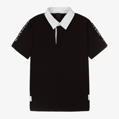 Givenchy Teen Boys Black Cotton Jersey Rugby Shirt