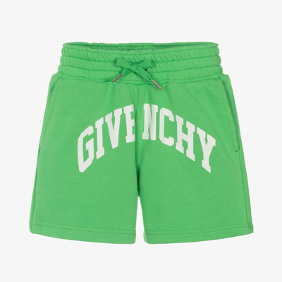 Givenchy Kids' Boys Green Cotton Varsity Shorts