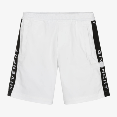 GIVENCHY BOYS WHITE COTTON SHORTS