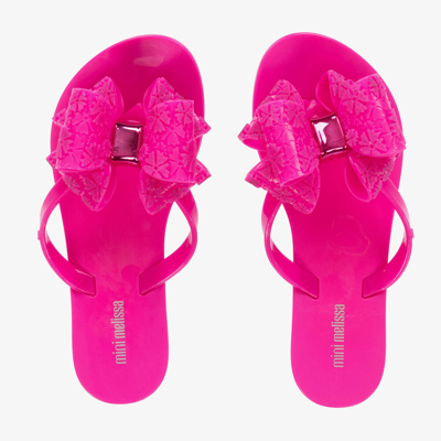 Mini Melissa Kids' Girls Pink Bow Flip Flops
