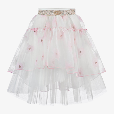 Junona Kids' Girls Pink Floral Organza Skirt