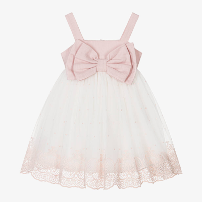 Lapin House Kids' Girls Pink & Ivory Tulle Dress