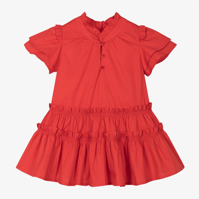 Lapin House Kids' Girls Red Cotton Frill Dress