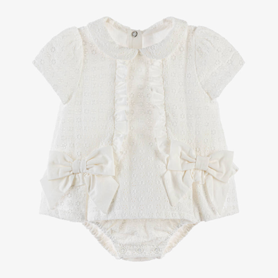 Lapin House Baby Girls Ivory Broderie Anglaise Shortie In White