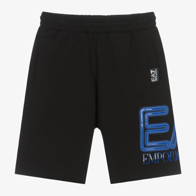 Ea7 Kids'  Emporio Armani Boys Black Cotton Oversized Shorts