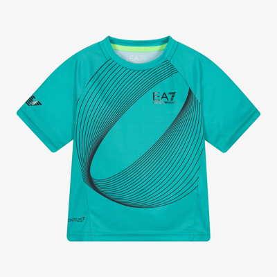 Ea7 Kids'  Emporio Armani Boys Green Sports T-shirt