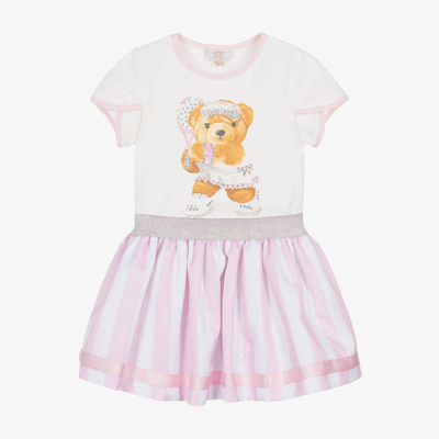 Caramelo Kids' Girls Ivory & Pink Teddy Skirt Set