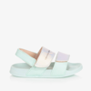 CALVIN KLEIN GIRLS PALE GREEN FAUX LEATHER SANDALS