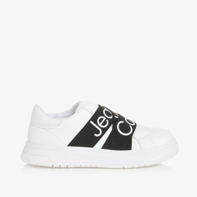Calvin Klein White & Black Faux Leather Trainers