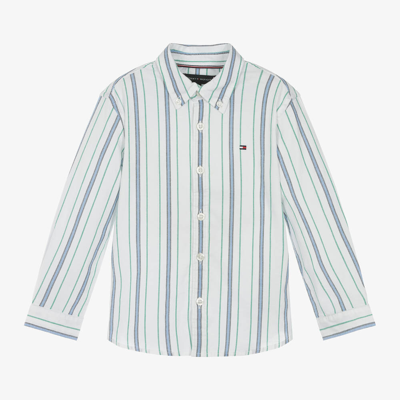 Tommy Hilfiger Kids' Boys White Striped Cotton Shirt