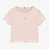 TOMMY HILFIGER GIRLS PINK RIBBED COTTON JERSEY T-SHIRT