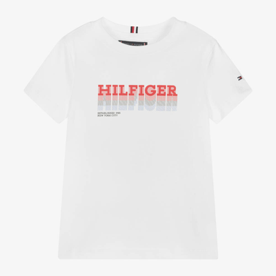Tommy Hilfiger Kids' Boys White Cotton Monotype T-shirt