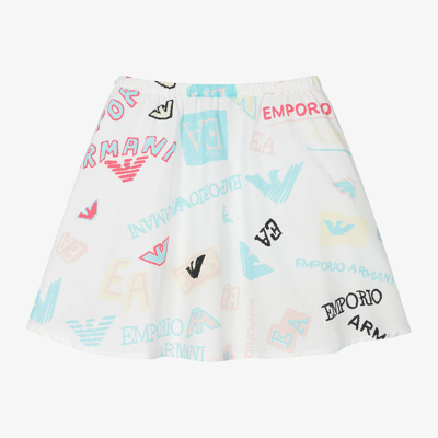 Emporio Armani Kids' Girls White Cotton Skirt