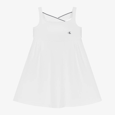 Calvin Klein Kids' Girls White Viscose Monogram Dress