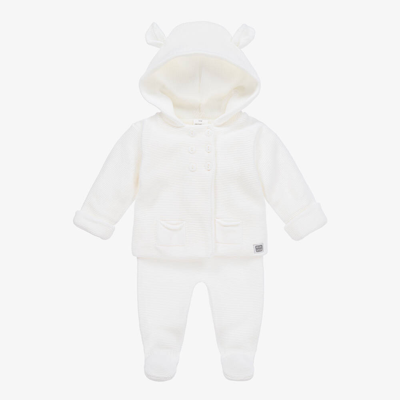 Minutus Babies' White Hooded Pram Coat & Trouser Set