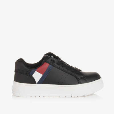 Tommy Hilfiger Black Faux Leather Lace-up Trainers