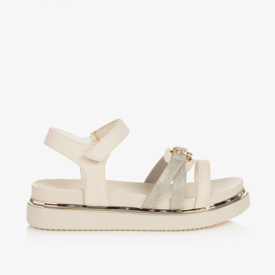 Tommy Hilfiger Kids' Girls Ivory Faux Leather Sandals In White