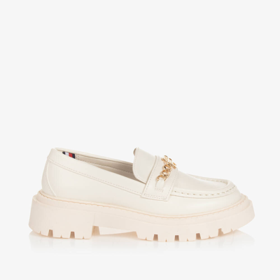Tommy Hilfiger Kids' Girls Ivory Faux Leather Loafers