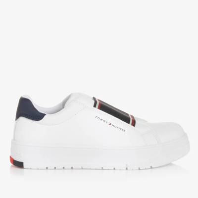 Tommy Hilfiger Teen White Faux Leather Flag Trainers