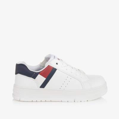 Tommy Hilfiger White Faux Leather Lace-up Trainers
