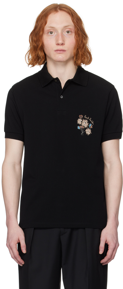 Paul Smith Black Embroidered Polo In 79 Blacks