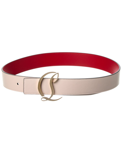 Christian Louboutin Cl Logo Leather Belt In White